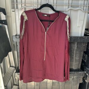 Bke btq beaded shoulder blouse